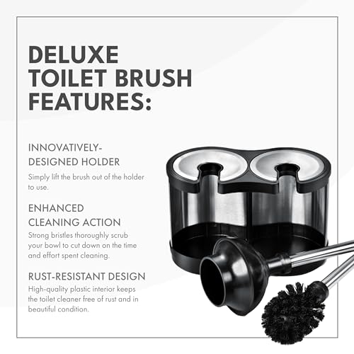 ToiletTree Products Modern Deluxe Freestanding Toilet Brush and Plunger Combo (Stainless Steel, Brush and Plunger Combo Set 4.5” x 9.75” x 18.5") - style: 2.Combo
