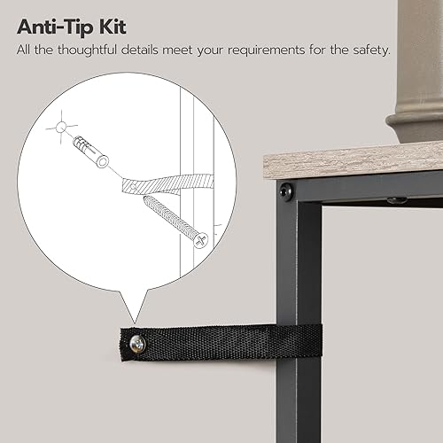 HOOBRO Over-The-Toilet Storage, 2-Tier Bathroom Organizer Over Toilet, Bathroom Shelves with Toilet Paper Holder and Hooks, Freestanding Storage Shelf, Space Saver, Greige and Black BG49TS01 - color: Greige and Black