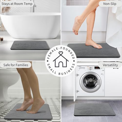 XMarrat Extra Large Stone Bath Mat Large 2 Pack, 31.5'' x 19.7'' Diatomaceous Earth Non-Slip Stone Shower Mat, Super Absorbent Diatomite Stone Mats for Bathroom, Quick Drying, Easy to Clean - color: Dark Grey F2 - 2 Pack, size: 31.5" x 19.7" (Rectangular)