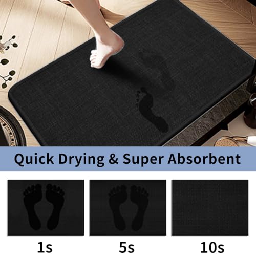 Bathroom Rugs, Bath Mats for Bathroom Non Slip Washable, Quick Dry, Water Absorbing, Fits Under Door, Ultra Thin, Rubber Backing, Low Pile, Cozy Cloth Cotton, Ideal for Shower, Sink-Black-36''x24'' - color: Black, size: 36'' x 24''