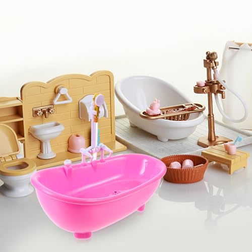Toyvian Toy Bathtub for Dolls, Baby Doll Real Working Bath Set Electric Bathtub with Shower and Faucet Pretend Play Toy Play Water Accessories Fits Most Dolls Up to 12'' (Pack of 2) - size: 22.3 x 11.5 x 17.5cm (Pack of 2)