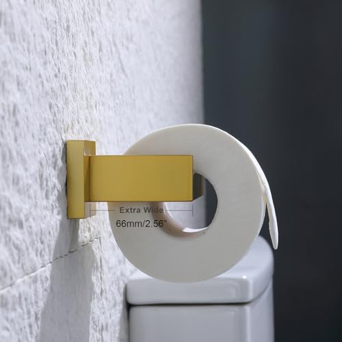 TASTOS Toilet Paper Holder Brushed Gold, Toilet Tissue Roll Holders Dispenser and Hangers Wall Mounted for Bathroom & Kitchen, Stainless Steel Modern Square Style 2 Pack - color: Brushed Gold, size: Square (2 pack)