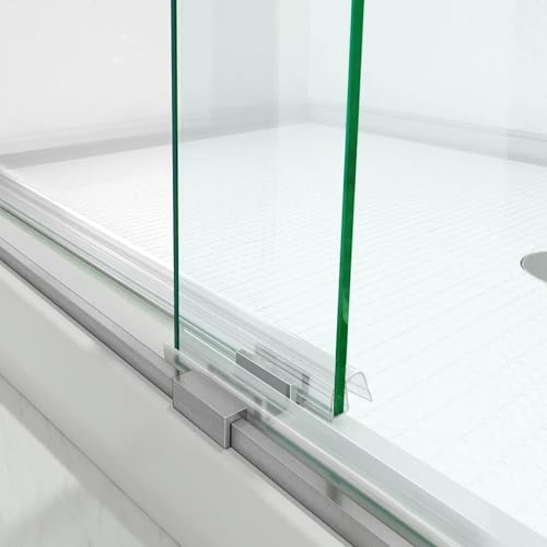 Bathroom Shower Glass Door Bottom Seal Strip, 2PCS 36 Inch Long Clear PVC Seal Strips for 5/16"(8mm) - 3/8"(10mm) Thick Framless Glass Door Panel - style: (5/16"-3/8") X 36"