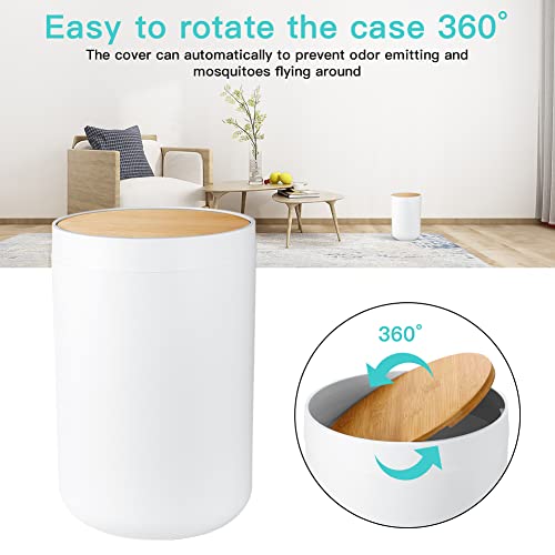 Otostar Bamboo Bathroom Accessory Set 6 Piece Bathroom Accessories Set Plastic Gifts Bath Set with Toothbrush Holder Soap Dispenser Qtip Holder Tumbler Soap Dish Toilet Brush Holder Trash Can (White) - style: A-White Bamboo Cover Set