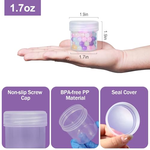 TSA Approved Wide Mouth Travel Size Containers, PP Clear & White Leak Proof Travel Plastic Jars with Lids for Creams Lotion Cosmetic, Jewelry Beads, Sample, Small Items Storage (1.7 oz, 8 Pcs) - color: Clear + White, size: 1.7 oz