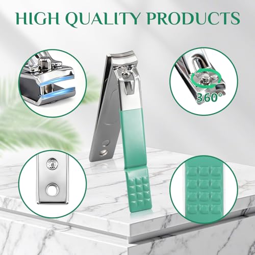 MINKINH Travel Manicure Set 26-Piece, Portable Nail Clippers Kit with PU Case, Carbon Steel Clippers, 410 Stainless Steel Grooming Tools, Hand Foot Facial Care for Luggage Backpack（Green） - color: Green