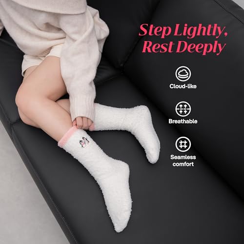 CoolMate Cozy Soft Cloud Socks, Fuzzy Socks for Women - color: D.06 - Embroidered Penguin