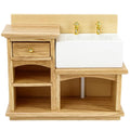 Dollhouse Sink 1/12 Scale Miniature Furniture Bathroom Mini Kitchen Sink with Cabinet Set Dolls House Wooden Accessory Doll Farmhouse Accessories