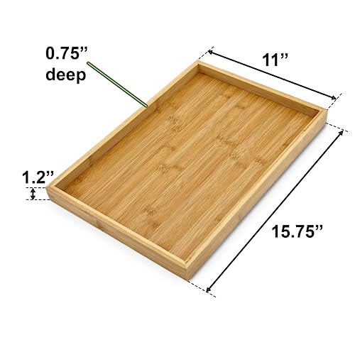 Natural Bamboo Serving Tray Platter 15.75 x 11 Rectangular, Bamboo - color: Bamboo, size: 15.8" x 11" x 1.2"