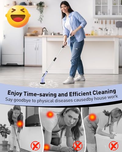 Electric Spin Scrubber for Cleaning Bathroom, Shower Scrubber Rotary Floor Brushes with IPX7 Waterproof & 2 Speed, 3 Brush Heads, Bathroom Cleaning Supplies for Shower Tub Tile Toilet Purple - color: Purple, size: 3 Brush Heads