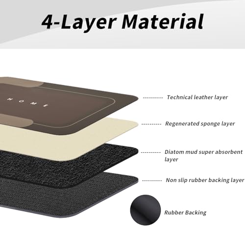 Housego Absorbent Bath Mat Magic Rug, Quick Drying Mat Magic Bath Mat Non-Slip Floor Rug Rubber Backed for Bathroom Kitchen Shower Sink, Water Absorbent (1PC, 15.7''x23.6'', Brown) - color: Brown, size: 1 Rectangular Piece (15.7" x 23.6")