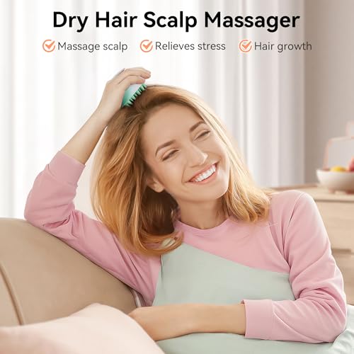 HEETA Scalp Massager Hair Growth, Soft Silicone Scalp Scrubber Shampoo Brush for Exfoliation, Dandruff Removal Head Massage Stress Relax, Wet & Dry Use for Thick Thin Curly Hair Care, Gradient Green - color: Gradient Green