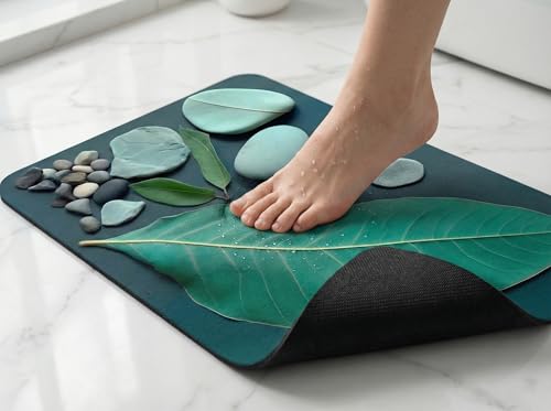 Decorative Bath Mat - Thin, Durable, Non-Slip Quick-Dry Floor Mat - Bathroom & Kitchen (40×60 cm) - size: 1'4" x 1'11" (Rectangular)