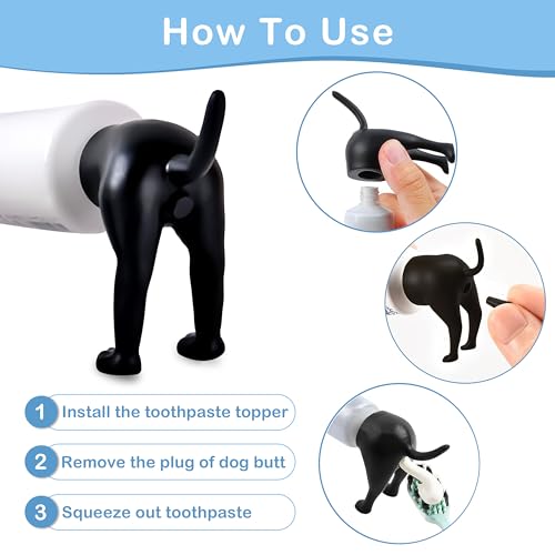 Gag Gifts - White Elephant Gifts, 3Pcs Pooping Dog B*tt Toothpaste Topper, Funny White Elephant Gift Ideas, Fun Dog Toothpaste Dispenser, Toothpaste Squeezer, Gag Gifts for Family Friends