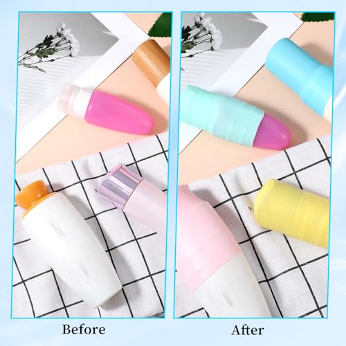 12PCS Silicone Bottle Covers Leak Proofing Bottle Cover Toiletry Sleeves Travel Size Container Sleeves Vacation Essentials Colorful Airplane Travels Accessories for Shampoo Wash Body Bottles