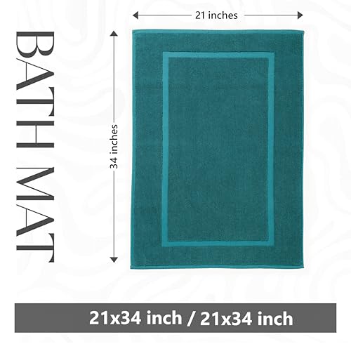 HILLFAIR-900 GSM-100% Ringspun Cotton Floor Towels mat- Hotel-Spa Tub-Shower Bathroom Floor mat Towels- 21 x 34 Inch - Terry Cotton Bath Mats, Machine Washable, Absorbent- 2 Peice Towel Set- Teal - color: Teal, size: 2 Piece Towel Set