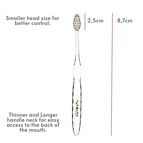 Nano-b Manual Toothbrush for Adults with Sensitive Gums, Gold & Charcoal Soft/Medium Bristles, Travel Case, Green - color: Green, style: Gold/Charcoal Bristles