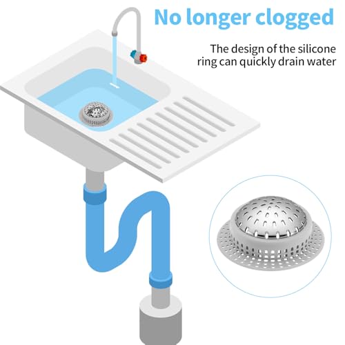 Aluvor Bathtub Drain Hair Catcher Shower Drain Cover Sink Drain Protector | Bathroom Sink & Bathtub Drain Strainer for Pop-Up & Regular Drains, Silver Grey - size: Tall Large-Silver Grey