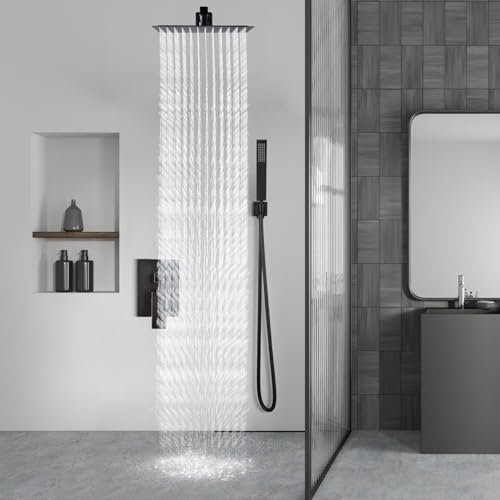 Aolemi Shower Faucet Set Rain Shower System with Handheld Spray Bathroom Shower Combo Rough-in Valve and Shower Trim Kit Included Oil Rubbed Bronze 8 Inch Wall Mount Shower Head - color: Oil Rubbed Bronze, size: 8 Inch Wall Mount Shower Head