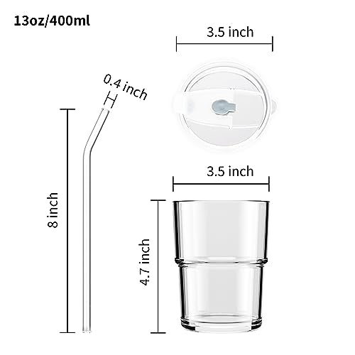 BLUEPOLAR 13oz/400ml Tumbler Water Glass, Cups with Straw and Lid Sealed Carry on for Coffee, Iced Tea, Thick Wall Insulated Glass Cup(white) - color: White