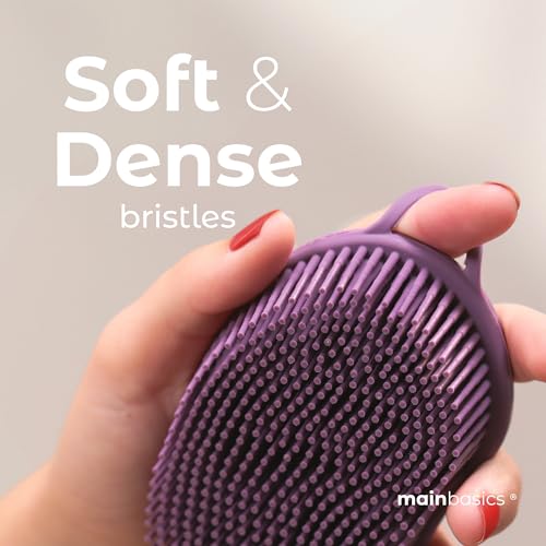 MainBasics Silicone Body Scrubber Dual-Sided, Purple, Scalp | Shower Scrubber and Scalp Massager, Gentle Silicone Loofah Alternative for Deep Clean - color: Purple, size: Scalp