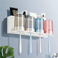 So Nice Toothbrush Holders for bathrooms Accessories Wall Mounted,Electric Shower Toothbrush Holder White Plastic toothbrushes Holder Set for Kids with 4 Cups - color: 4cups
