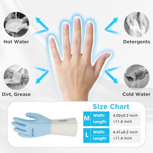 Household Rubber Gloves Non-Slip Dishwashing Cleaning for Kitchen & Bathroom Reusable (2 Pairs Pink+Blue) - size: Large