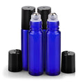 sungwoo 4 Pack Roller Bottles, 10 ml Essential Oil Glass Roller Bottles with Stainless Steel Roller Balls Blue - color: Blue, style: 4 Pack