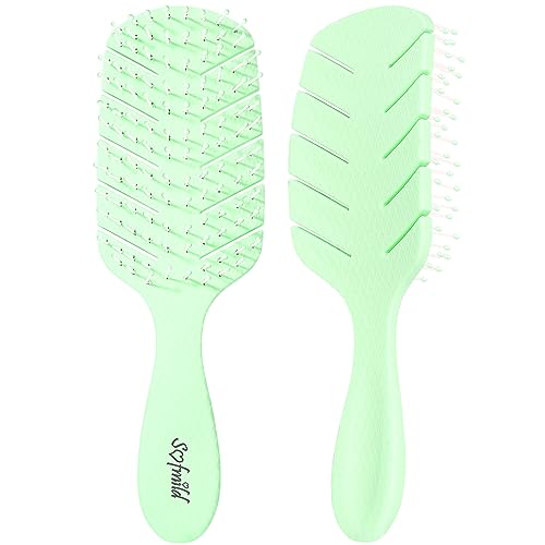 Hair Brush for Women Paddle Detangling Brush, Green | For Curly Thick Wet Dry Hair, No Pulling, Easily Detangles, Faster Blow Drying & Styling - color: Large-Green
