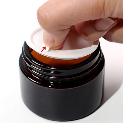 36 Pack 2oz Amber Glass Jars, Round Cosmetic Jars with with Black Lids and Inner Liners, Reusable Glass Containers for Homemade Creams, Candle, Skincare, Lotion, Travel