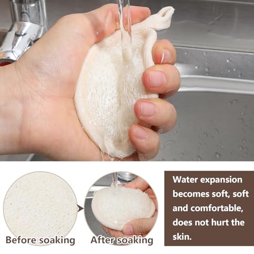 Nogeqi 4PCS Loofah Sponge Exfoliating Body Scrubber, Natural Shower Bath Loofah Exfoliating Sponge, Face Body Exfoliator Scrubber for Women Men Bath Shower, Eco-Friendly (2 Styles)