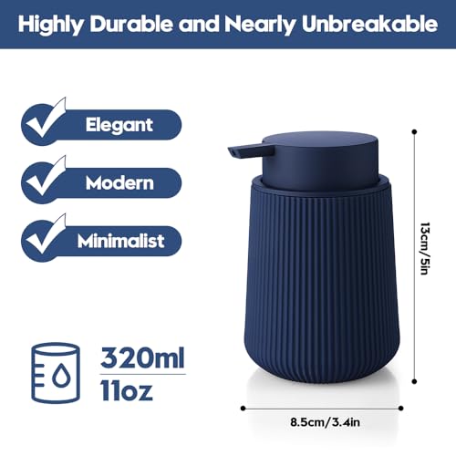 YAUKPH Striped Liquid Hand Soap Dispenser with Leak-Proof Pump for Bathroom and Kitchen Countertop 11oz Navy Blue - color: Blue, size: Liquid Dispenser