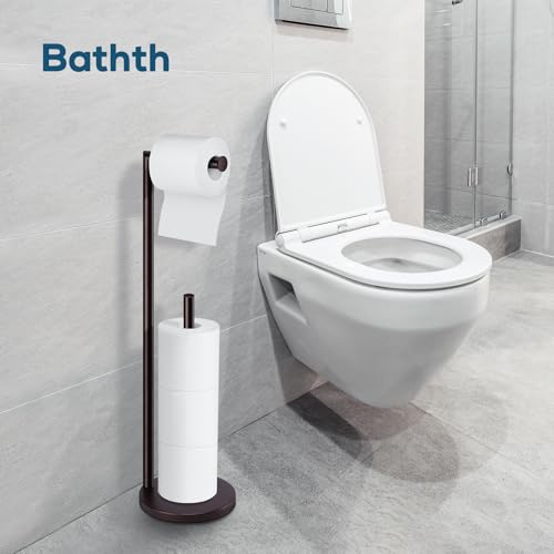 Toilet Paper Holder Stand,Toilet Paper Holder Free Standing,Bronze Toilet Stand Holder for 4 Rolls,Toilet Paper Storage by Bathth - color: Bronze
