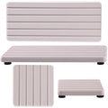 NiuYichee Set of 4 Water Absorbent Diatomite Coasters, Diatomaceous Earth Kitchen Soap Dish, Bathroom Trays, Water Absorbing Stone Used for Hand Soaps & Plants & Toiletries in The Modern Home - color: Set of 4 White With Grooves