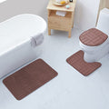 All American Collection 3PC Memory Foam Bath Mats Soft Plush Stripe Design Anti-Slip Shower Bathroom Contour Toilet Lid Cover Rugs (Stripe Mauve) - color: Stripe Mauve