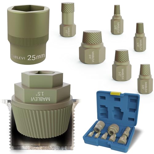 MABLEVI 1.5" Tub Drain Extractor, 8PCS Pipe Nipple Extractors Set with 1-inch Socket, Remove The Old, Broken, Stubborn, Rusted Drain Tub Bathtub Stopper, Plumbing Tools with Solid Storage Case - size: 8-Piece