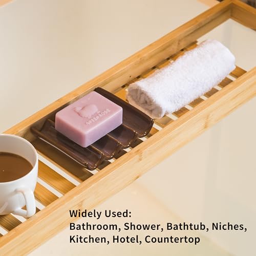 Ceramic Bar Soap Dish and Savers for Bathroom, Shower and Kitchen, Japanese Self Drain Soap Holder, Purple - color: Purple, size: Fluted