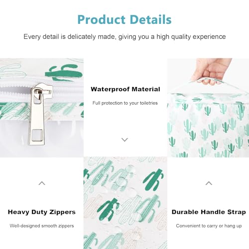 Mossio Hanging Toiletry Bag with Sturdy Hook - Large Portable Cosmetic Makeup Travel Organizer for Men & Women - color: Cactus