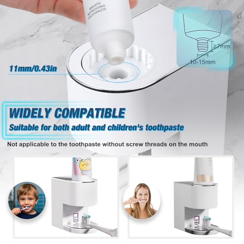 Monstake Automatic Toothpaste Dispenser Wall Mounted - Smart Electric Toothpaste Squeezer with 6 Adjustable Levels, Replaceable Nozzle, Rechargeable Toothpaste Holder for Bathroom, Kids and Adults