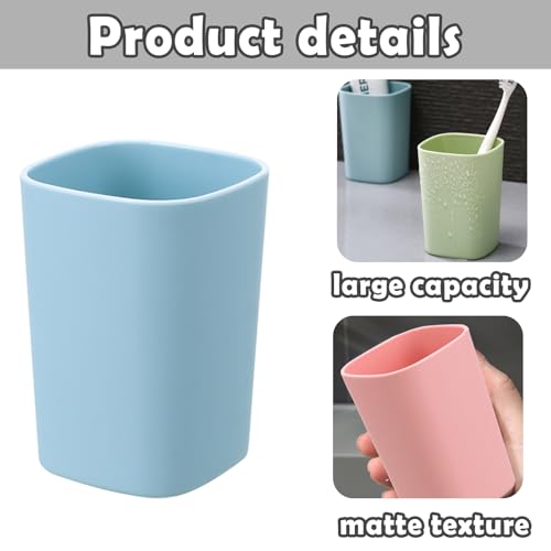 4PCS Bathroom Tumbler Toothbrush Cup, Unbreakable Reusable Drinking Cups, Plastic Mouthwash Cup Toothbrush Holders 330ml (Blue, Grey, Green, Pink)