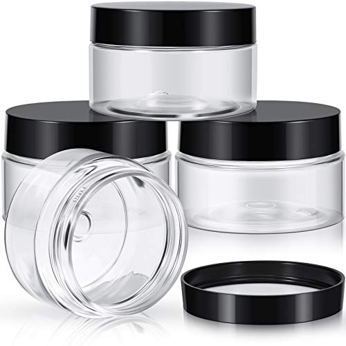 Patelai 4 Pieces Round Wide-mouth Leak Proof Plastic Container Jars with Lids for Travel Storage Makeup Beauty Products Face Creams Oils Salves Ointments DIY Making(4 Ounce,Black) - color: Black, size: 4 Ounce