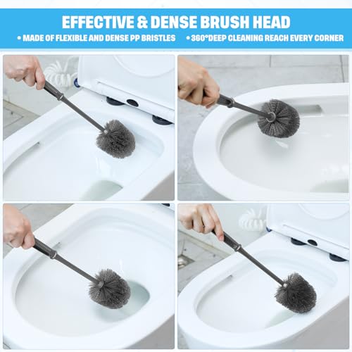 Reallnaive 24 Pack Toilet Brush Bulk, Commercial Heavy Duty Professional Toilet Bowl Cleaning Brush for Bathroom, Restroom Maintenance Cleaning Supplies (14 Inch,Grey) - color: Gray, size: 14 Inch