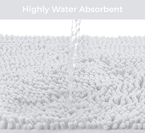 LuxUrux Bathroom Rugs Sets 2 Piece: Quick Dry, Soft Plush Anti-Slip, Super Absorbent. Includes Rectangular (31x20 inches) & U-Shaped Toilet Mat (20x20 inches) | White - color: White, size: 2 Piece Set