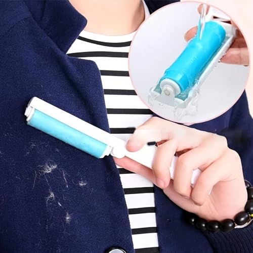 6pcs Reusable lint Roller, Reusable Foldable Portable Clothes Washing Carpet Sheets dust Suction Brush Picker Set Cleaner,Pet Hair Remover Brush (6, Blue) - color: Blue