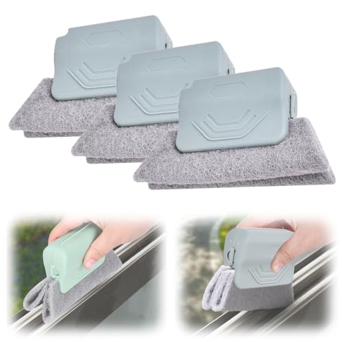Magic Window Track Cleaner, 2025 New Groove Cleaning Brush Tools Set, Hand-held Window Track Cleaner Brushes Tools for Window lides Gaps Tile Lines Shutter Car Vents (Grey, 3PCS) - color: Gray, size: 3PCS