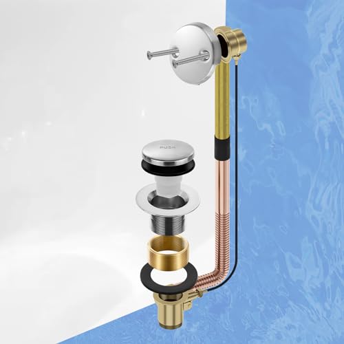 Brushed Nickel Bathtub Drain Tip-Toe Tub Trim Set with Two-Hole Overflow Faceplate Bathroom Tub Drains Replacement Conversion Tub Drain Kit Assembly with Universal Fine & Coarse Thread - color: Brushed Nickel