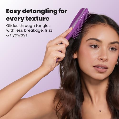 Tangle Teezer Ultimate Detangler Brush, Straight to Wavy, Fresh Purple | Patented two-tier, regular-flex teeth reduce breakage & split ends on wet or dry hair; Shower-friendly hairbrush for all ages - color: Fresh Purple