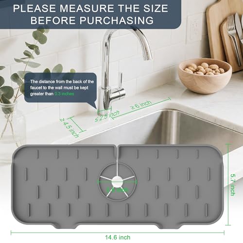 Gosmol Kitchen Sink Splash Guard Silicone Faucet Mat for Kitchen Sink Grey | Sink drain pad behind faucet, Sink rubber mat around faucet guard & draining mat, bathroom sink protector Water Catcher Mat - color: Gray