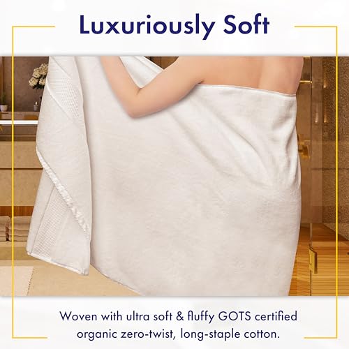 Alusa Home 100% Organic Luxury Bath Sheets - GOTS Certified - Extra Large 35x70 Inches (Pack of 2) Zero-Twist, Long-Staple Cotton Bath Sheet Set (White) - color: White, size: 2pc Bath Sheets