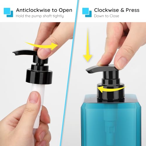 Segbeauty 33.8oz Plastic Pump Bottle Set for Bathroom Shampoo and Conditioner, 3pcs Large Hand Soap Dispenser with Pump, Blue Empty Body Lotion Liquid Container with Labels, 1000ml Refillable Bottles - color: Blue, style: 3pcs